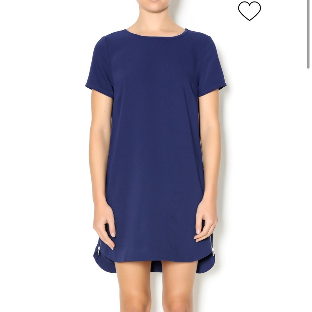 Lumiere Navy Shift Dress with Zippers on side